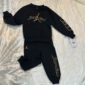 Jordan Black and Gold Sweatshirt Set